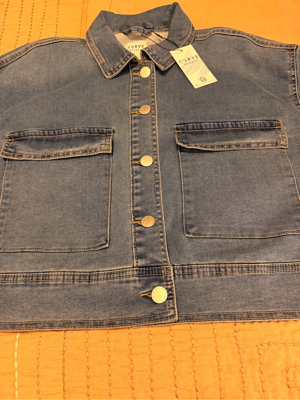 C/MEO Collective Boxy Cropped Denim Jacket in Mid Blue - Picture 14 of 16